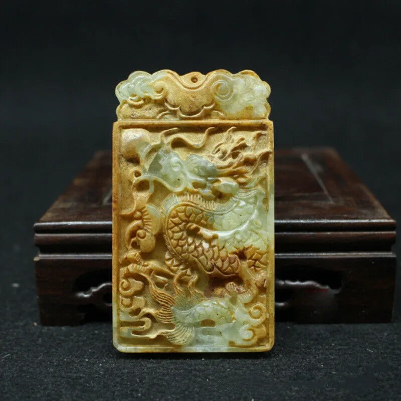 Collezione Antica Di Giadeware Drago Intagliato Su Due Lati Gioca A Pearl Pendant Craft