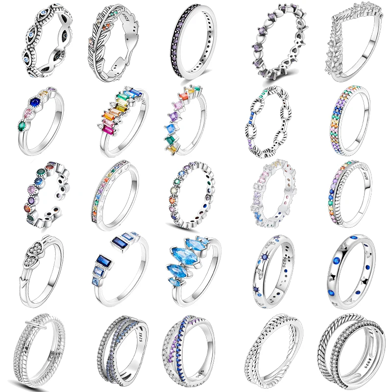 925 Sterling Silver Color Eye Feather Star Ring Charms Fit Originale Pandora Bracciale Charm Bead Collana Gioielli Femminili Fai Da Te