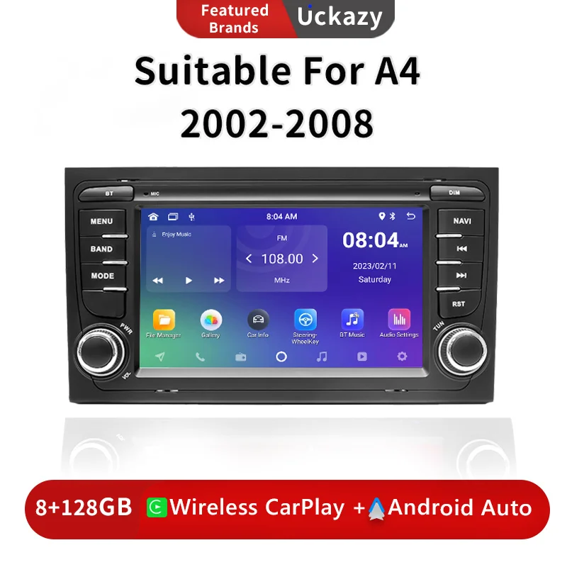 2 Din Android 12 Autoradio Per Audi A4 B6 B7 S4 B7 B6 Rs4 Seat Exeo 2002-2008 Rs4 B7 Radio 2008-2012 Multimedia Gps Audio Stereo