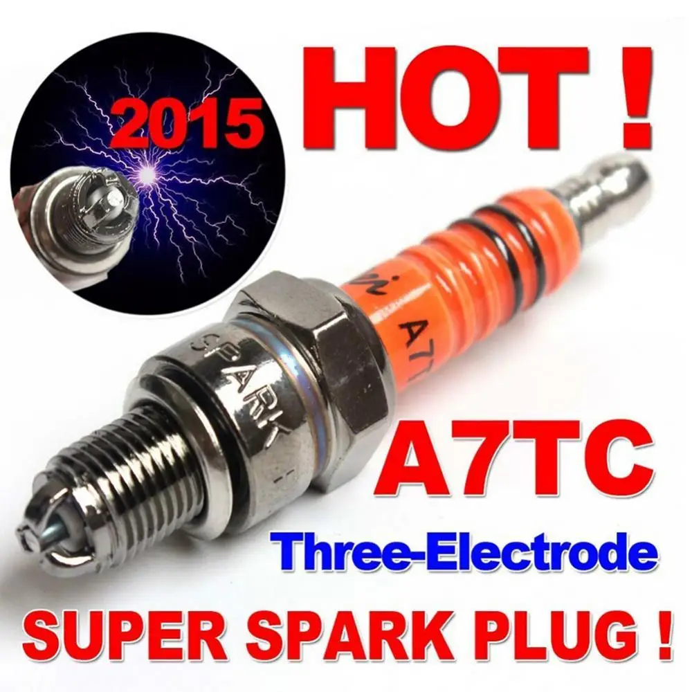 1Pc Candela A7Tc A7Tjc 3 Elettrodo Gy6 50Cc-125Cc Ciclomotore Scooter Atv Quads