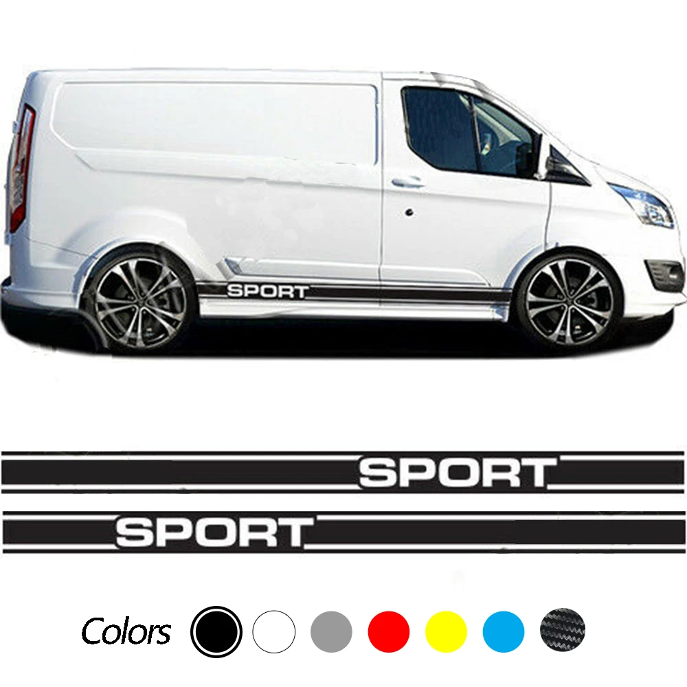 Adesivi Per Auto Per Ford Transit Custom Sport Side Racing Stripes Swb Lwb Decalcomanie Grafiche 2 Pezzi