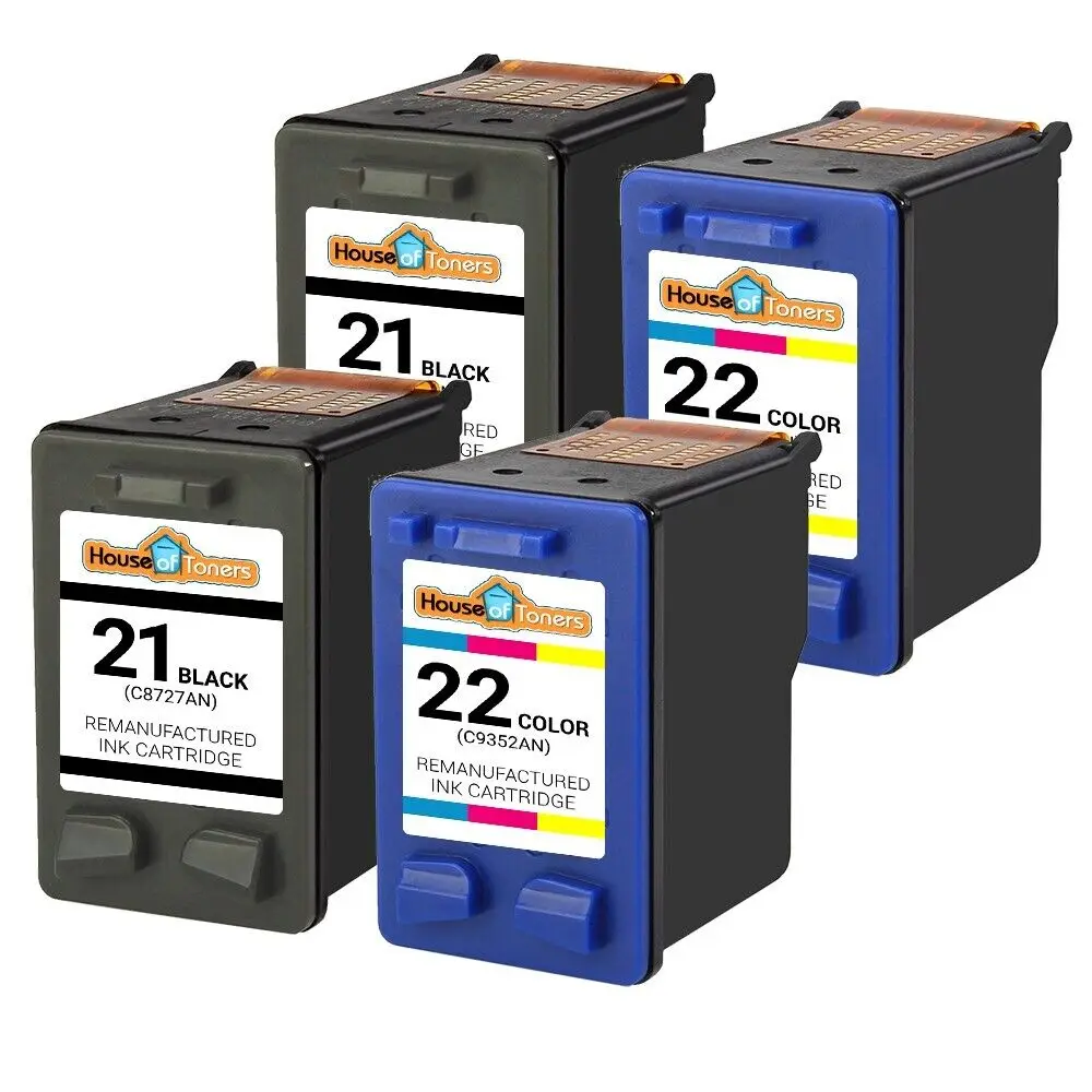 4Pk #21 & #22 Nero/Colore Per Hp Deskjet F2240 F2288 F4135 F4150 F4180 3920 3930