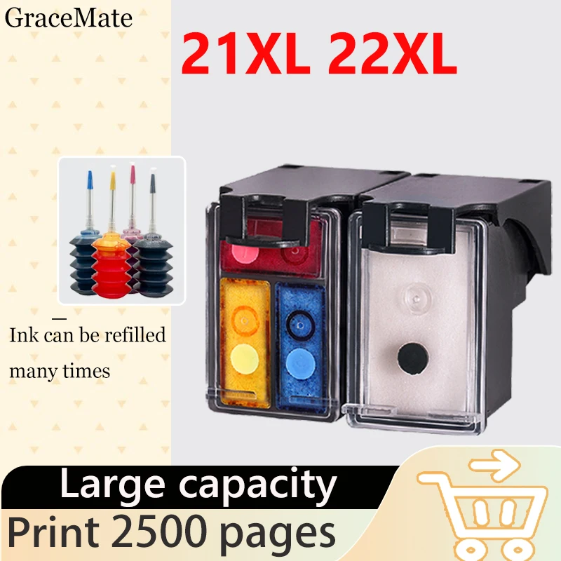 Gracemate 21 22 Kit Di Ricarica Di Inchiostro Di Ricambio Per Hp 21 22 Hp 21Xl 22Xl Per Deskjet F380 F2180 F2280 F4180 F4100 F2100 F2200 F300