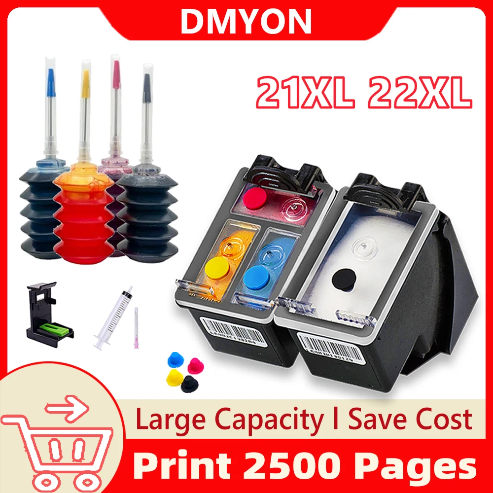 21 22 Kit Inchiostro Di Ricarica Per Hp Deskjet F2180 F2280 F4180 F2200 F380 380 Sostituzione Stampante Per Hp 21Xl 22Xl Hp 21 22 Cartuccia D'Inchiost
