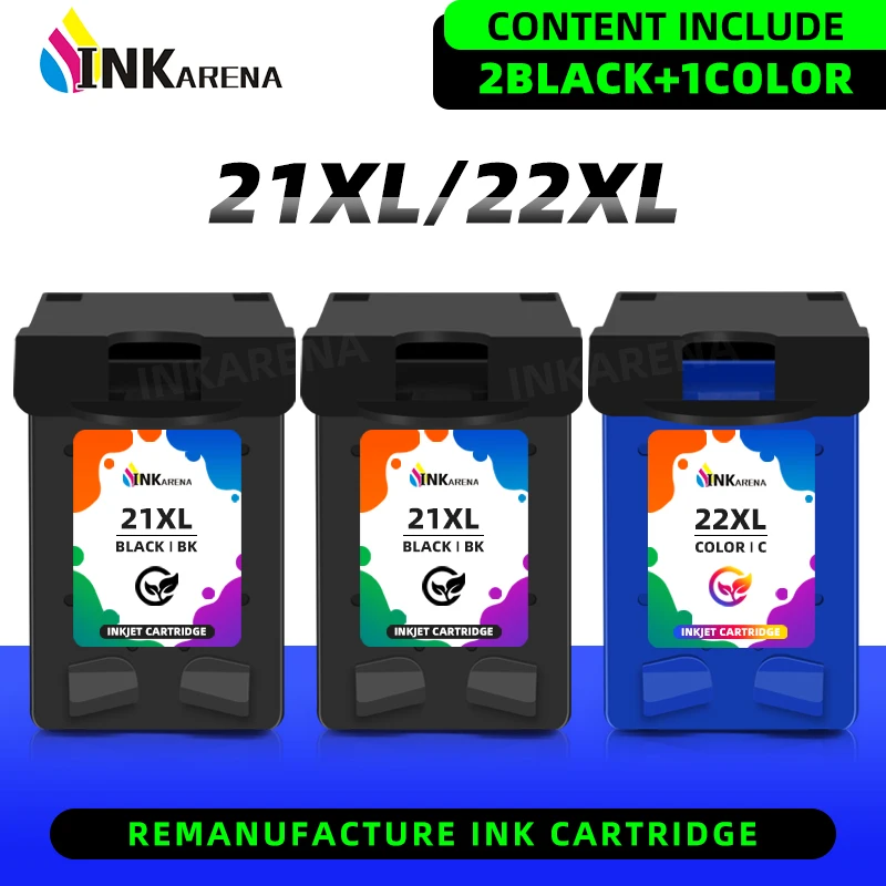 Inkarena Cartucce Di Inchiostro Rigenerate 21 22 Xl Per Hp Deskjet F2280 F2180 F4180 F300 F380 F2100 F2200 Cartuccia Hp 21 22