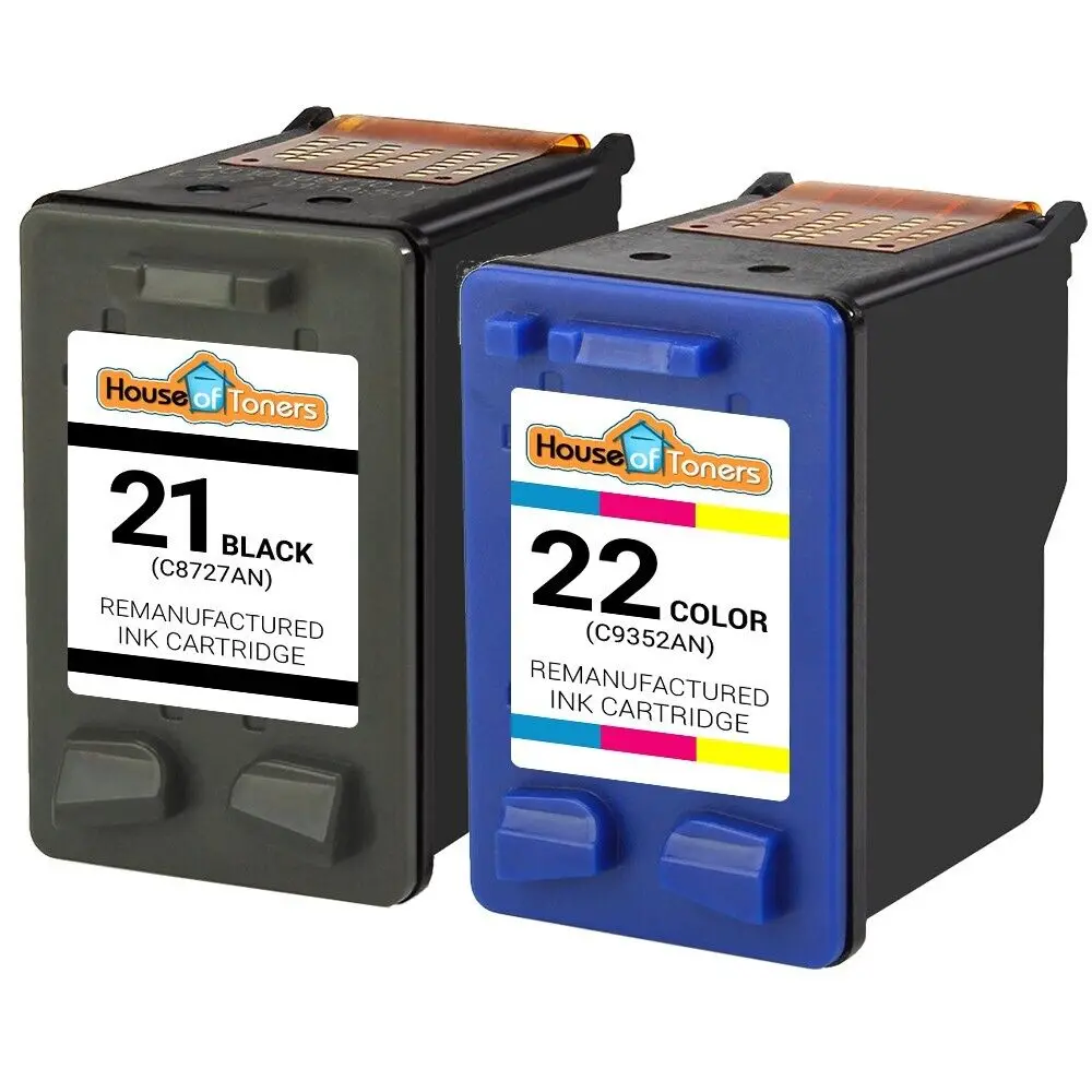2-Pk Per Cartucce Hp #21 #22 Nere/Colorate Per Officejet J3608 J3625 J3635 J3640