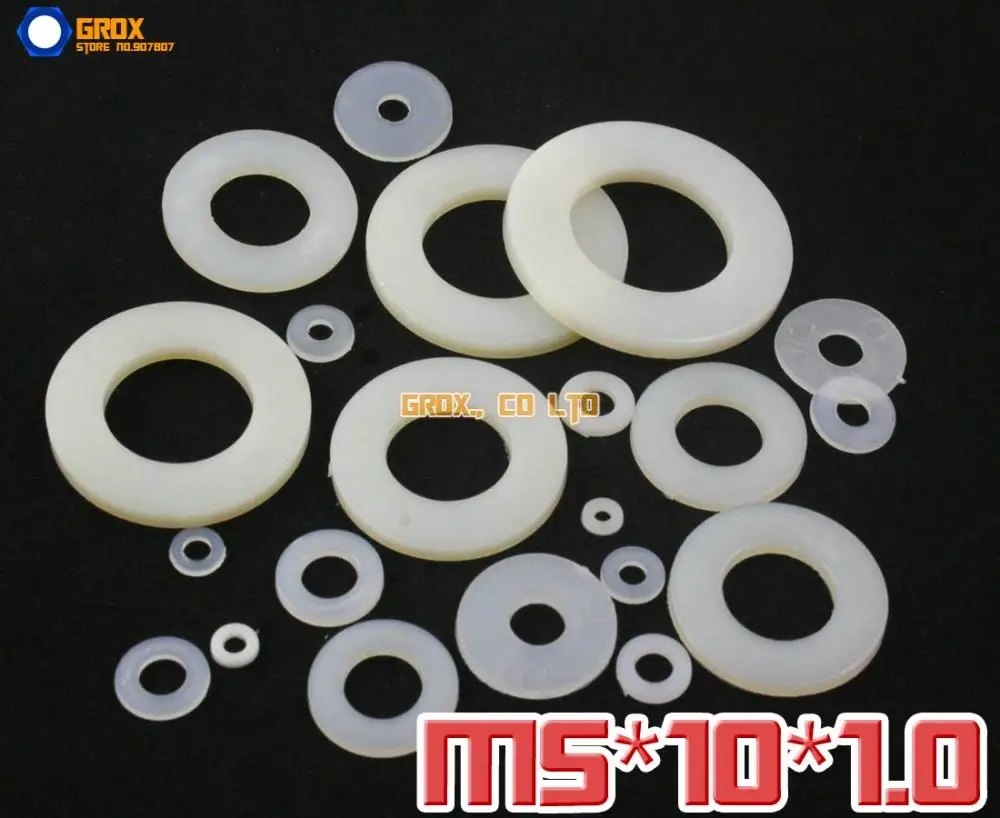 500 Pieces M5 X 10 X 1.0Mm Nylon Flat Washer Insulation Washer