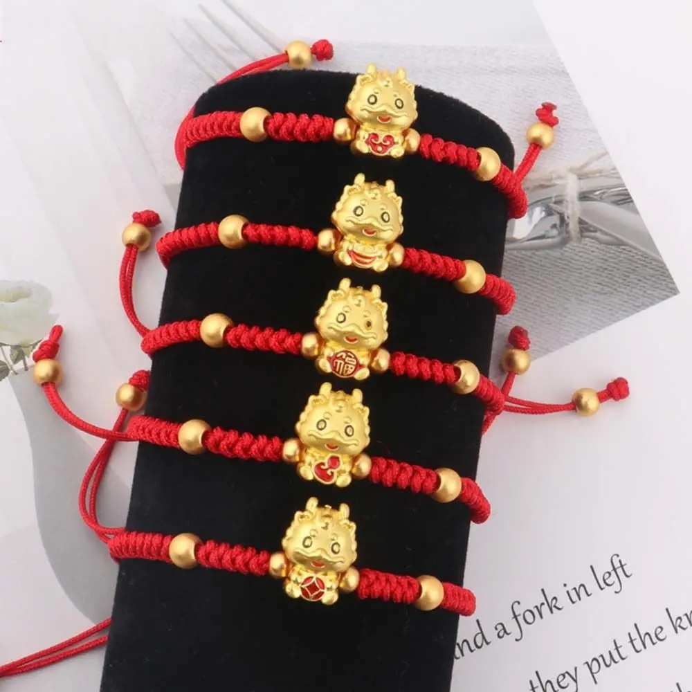 Bracciale Dragon Year Golden Zodiac Dragon Lucky Dragon Bracciale Con Corda Rossa Di Capodanno Accessori Per Gioielli Regalo Festivo