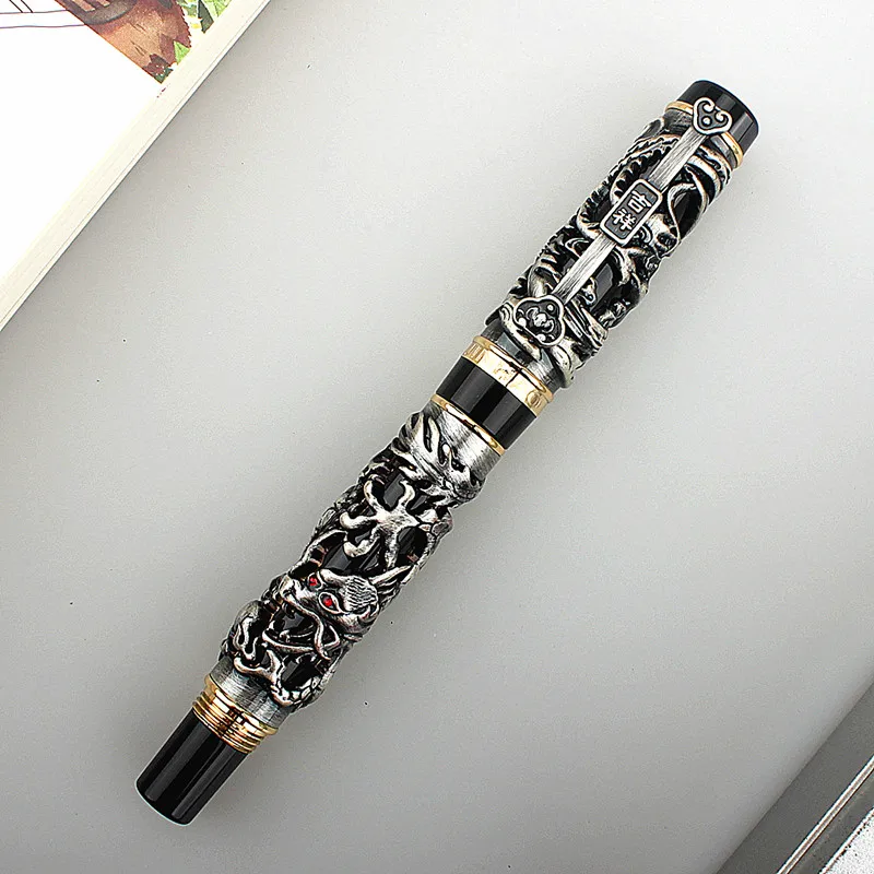 Jinhao Noblest Dragon And Phoenix Red And Grey Fountain Pen Crystal