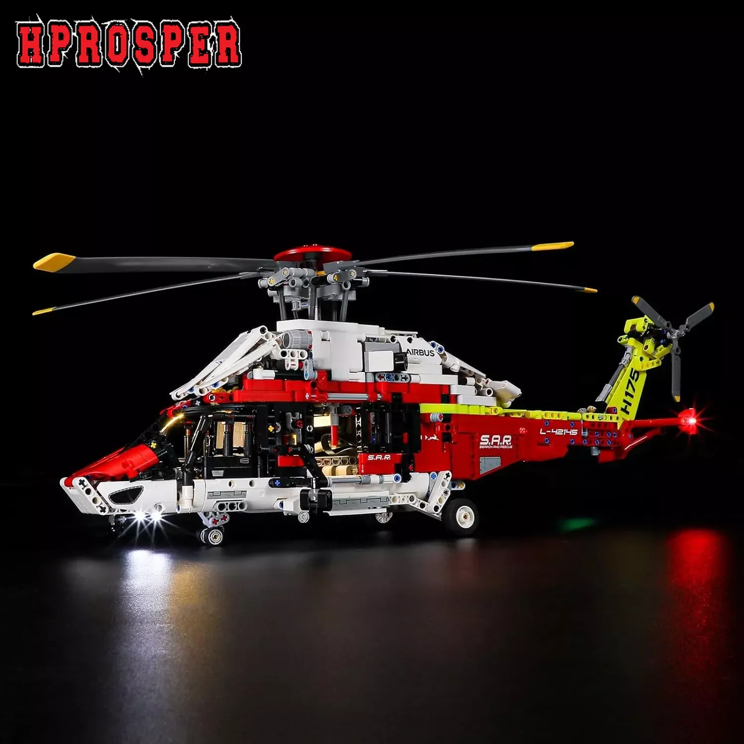 Hprosper 5V Led Light Per Lampada Decorativa Per Elicottero Di Salvataggio 42145 Con Scatola Batteria (Non Includere Blocchi Di Costruzione Lego)