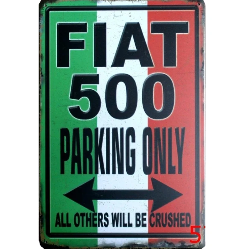 Fiat 500 Parcheggio Solo Gag Sarcasmo Humour Metal Tin Sign Garage Wall Deco Display 20X30Cm
