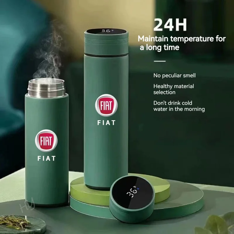 Per Fiat Punto Doblo Grande Bravo 500 Ducato Car Thermos Cup Tea Coffee Vacuum Flask Display Della Temperatura