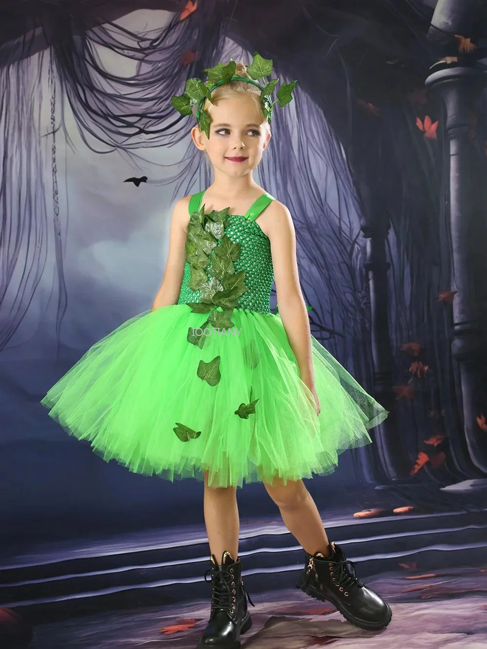 Ragazze Tulle Dress Bambini Psion Ivy Costume Tutu Dress Con Fascia Bambini Costume Di Halloween Carnival Woodland Villain Costumes