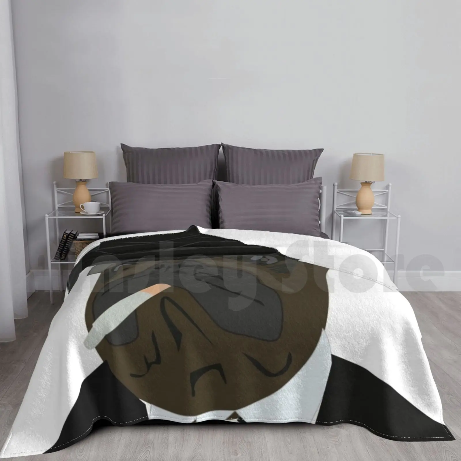 Pug Cattivo Coperta Per Divano Letto Viaggio Pug Pet Dog Puppy Cattivo Cool Pug Design Pug Fumatore Fumo Cool Pug