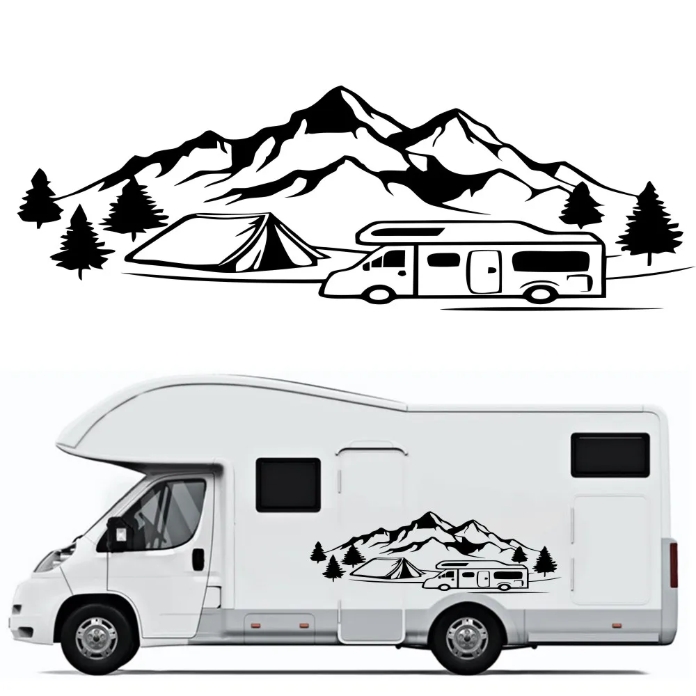 Mountain Adventures Car For Vw T5 T6 Adesivi Per Porte Decorazione Fai Da Te Rv Transit Van Trailer Camper Decalcomanie In Vinile Accessori