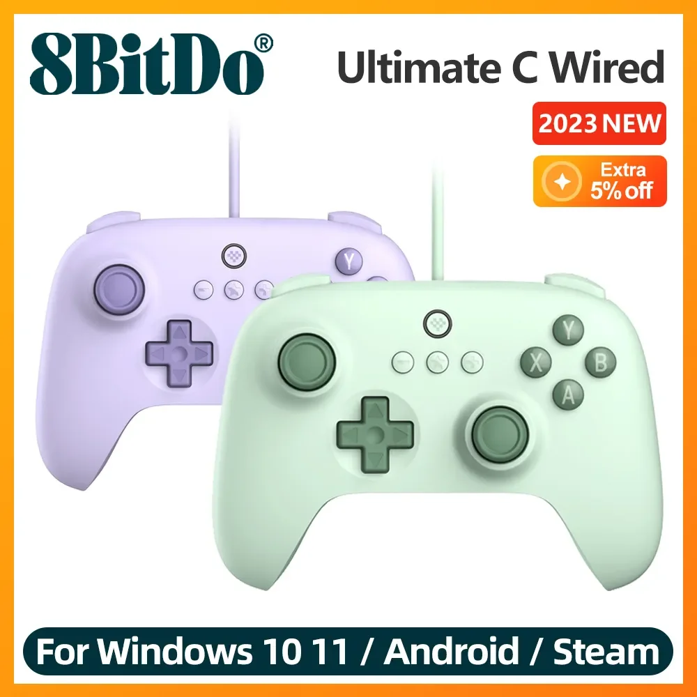 8Bitdo Ultimate C Controller Di Gioco Cablato Per Pc, Windows 10, 11, Steam Pc, Raspberry Pi, Android