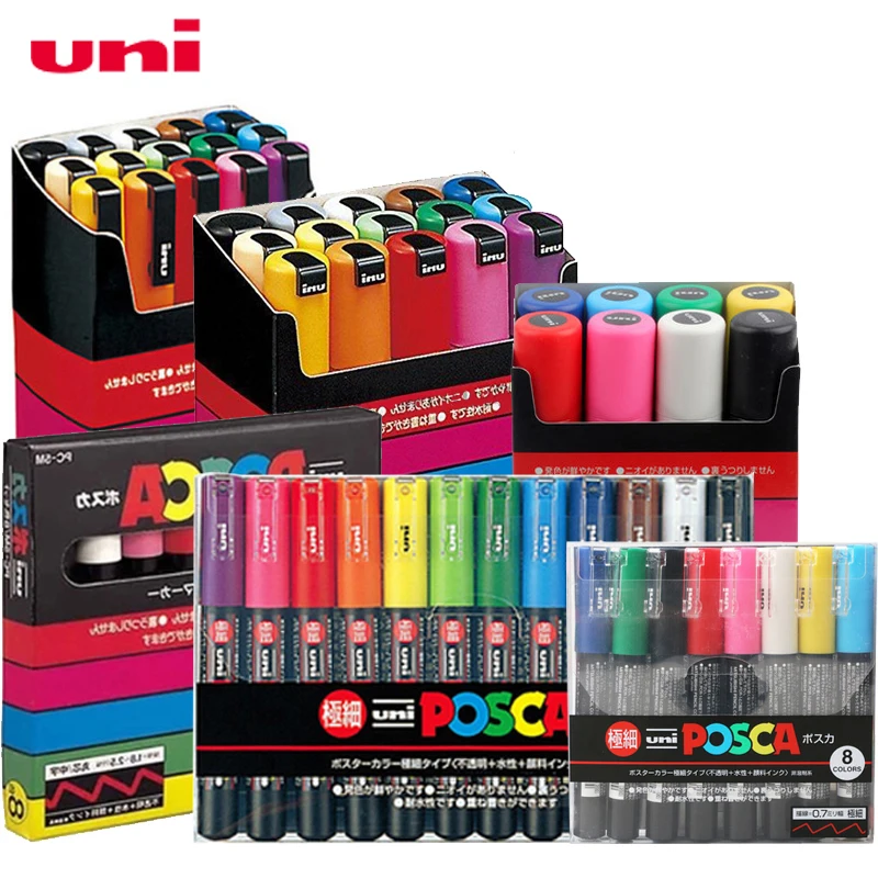 Pennarello Uni Posca Pc-1M Pc-3M Pc-5M Pop Poster Penna Pubblicitaria Disegno A Fumetti Dipinto A Mano Testa Tonda Forniture Artistiche Cancelleria