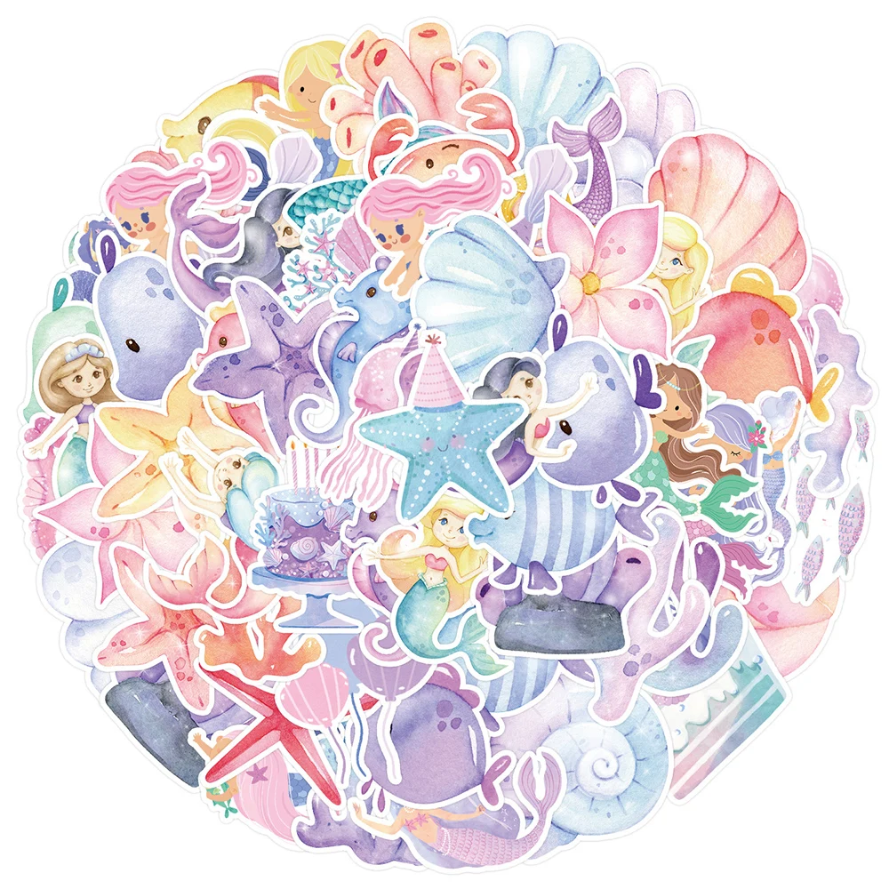 10/30/50Pcs Cartoon The Little Mermaid Stickers Kawaii Girls Decorazione Estetica Decalcomanie Vinile Impermeabile Cute Sticker Packs