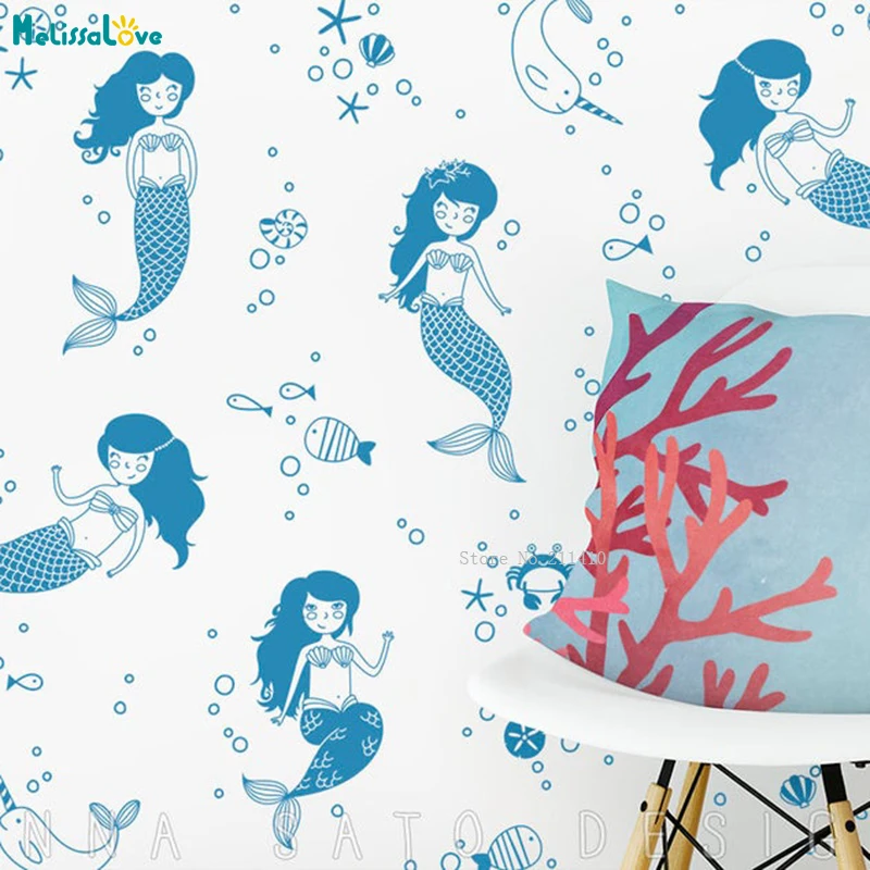 Sirene E Mare Piccoli Simpatici Animali Adesivi Murali Lovely Dolphin Boys And Girls Room Decor Nursery For Kids Decals Diy Yt5076