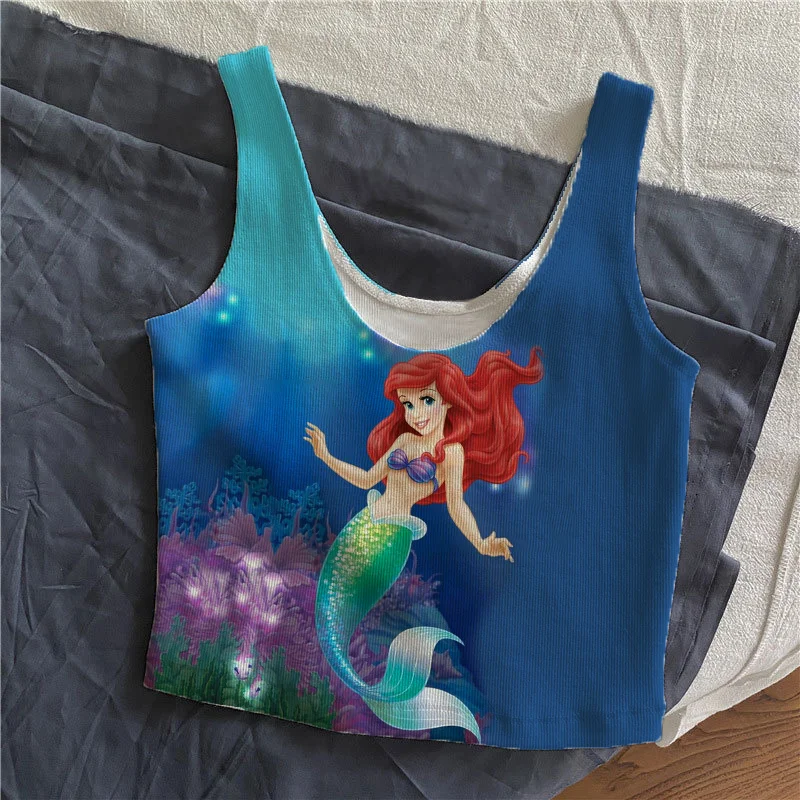 Little Mermaid Gothic Grunge Corsetto Crop Top Vintage Donna Pizzo Trim 3D Cami Top Harajuku Retro Mini Vest Style Emo Alt Clothes