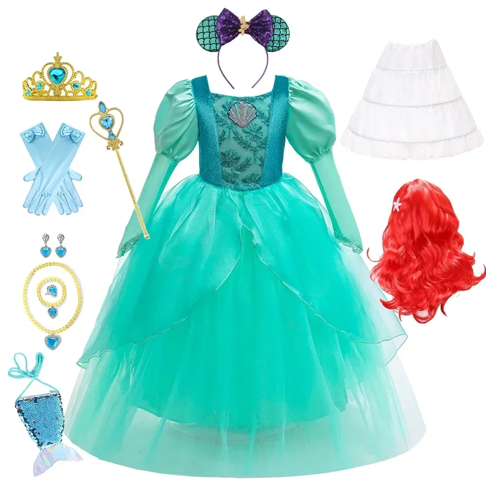 Bambini Ariel Princess Mermaid Dress Bambine Ricamo Ball Gown Bambini Princess Pageant Luxury Clothes Christmas Fancy