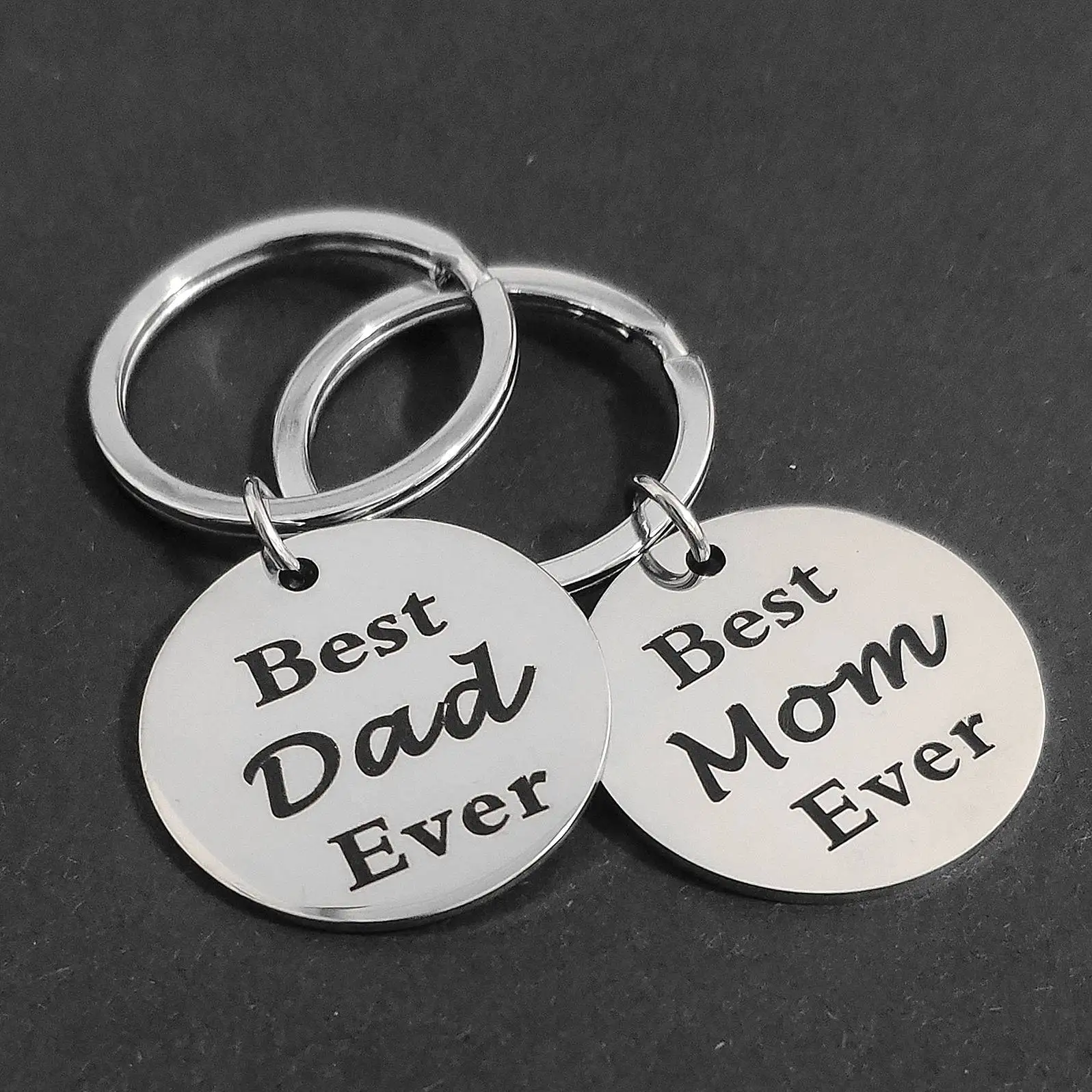 Keychain For Car Keys Holder Birth Date Keyring Stainless Steel Gifts Best Dad Mom Ever Ornaments Mother'S Day Carabiner Lanyard