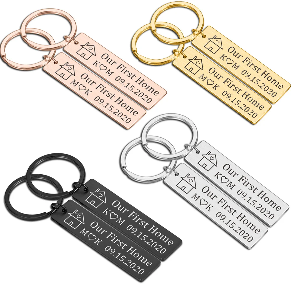Nuovo Popolare Primo Portachiavi Per La Casa Personalizzato Data E Iniziali Coppie Anniversario Romantico Regalo Di San Valentino Regalo Per La Famigl