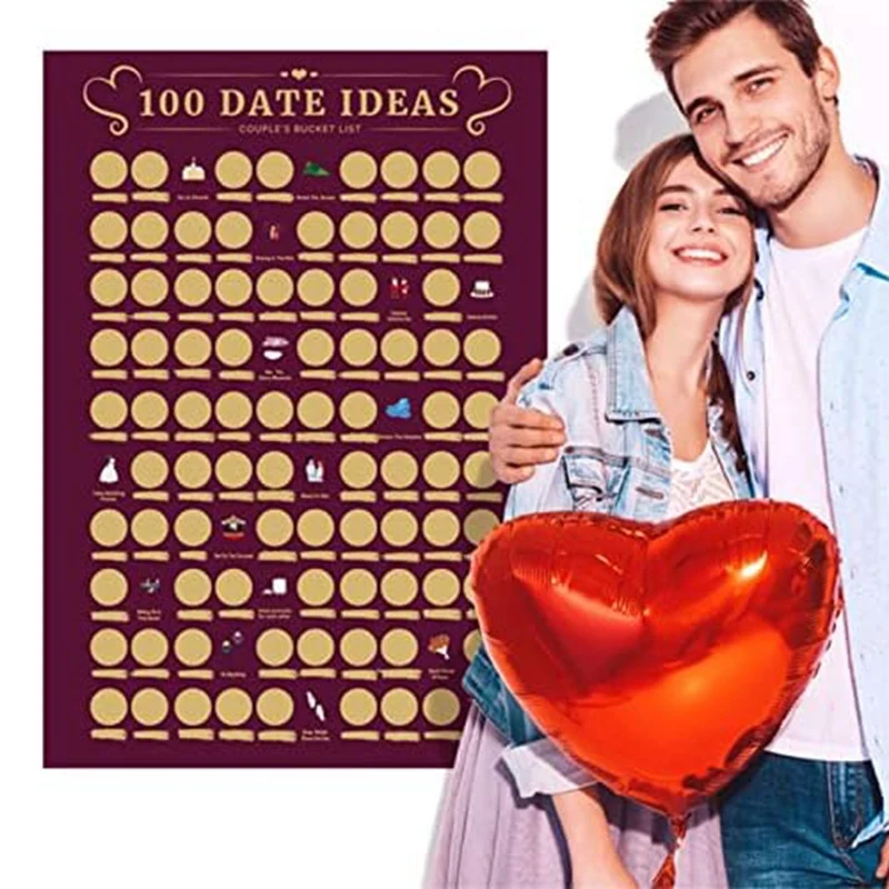 Date Gratta E Vinci Poster, Idee Per San Valentino Immagine Indie Room Decor,Adventure Challenge Coppia Bucket List