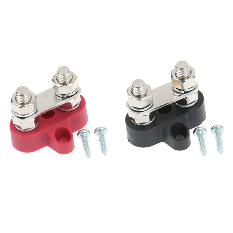 1Pc M8 Blocco Di Giunzione Morsettiera Per Barra Collettrice Isolata Dual Heavy Duty Power Distribution Stud Positivo Negativo Rv