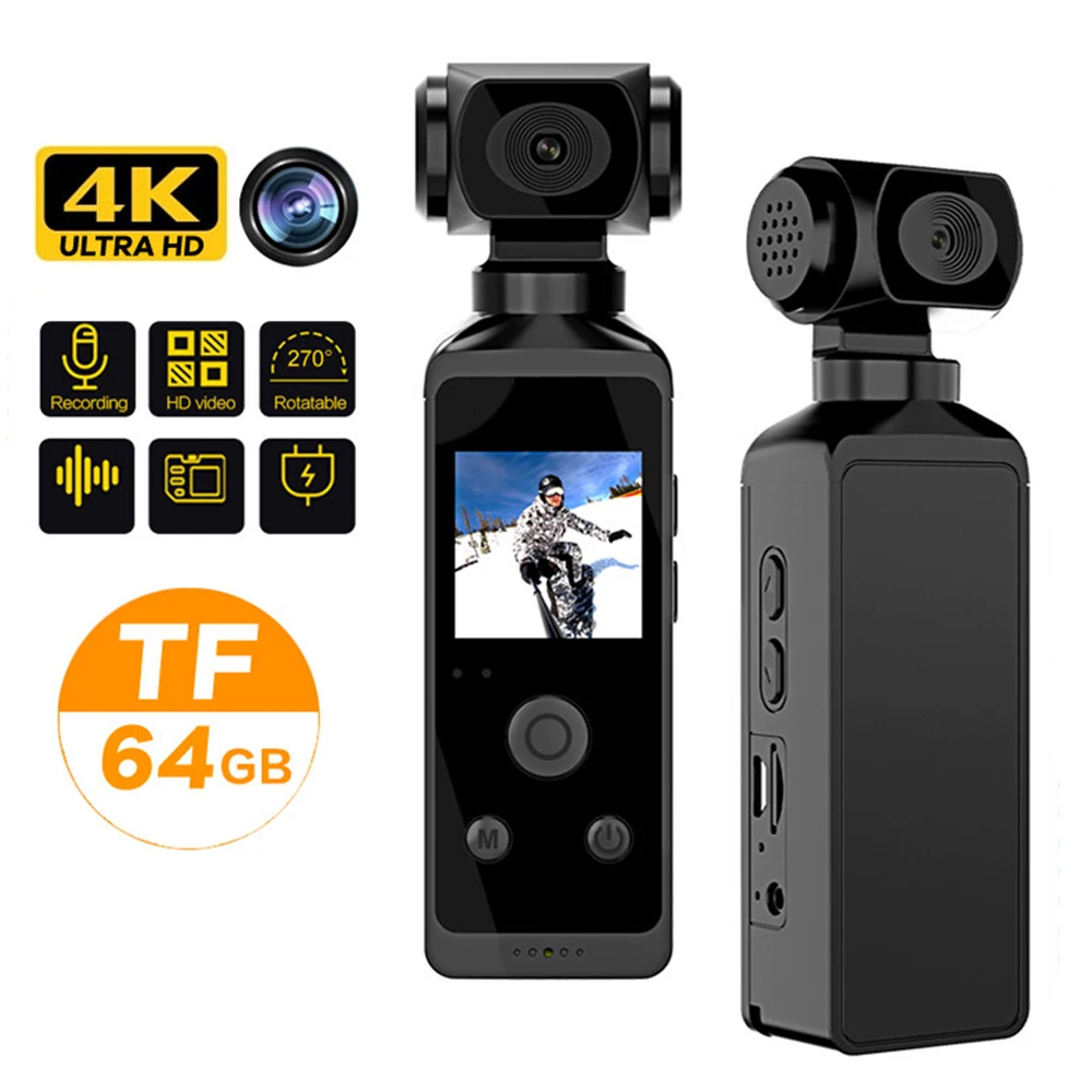 Mini Cam 4K 1080P Camcorder Tascabile Hd Cam 1.3 "Schermo Lcd 270 ﾰ Mini Telecamera Wifi Girevole Con Motion Camera Impermeabile