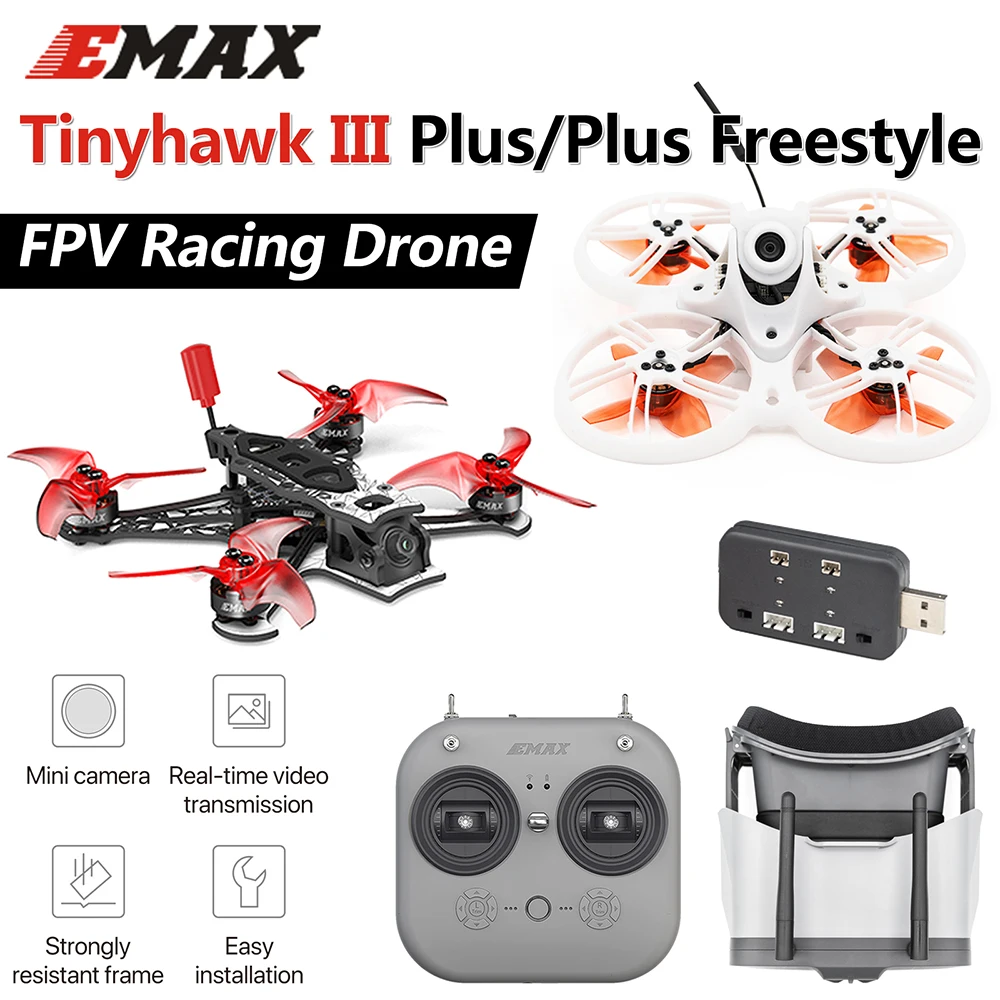 Emax Tinyhawk Iii Plus/Plus Freestyle Fpv Racing Drone Kit Con Trasmettitore E8