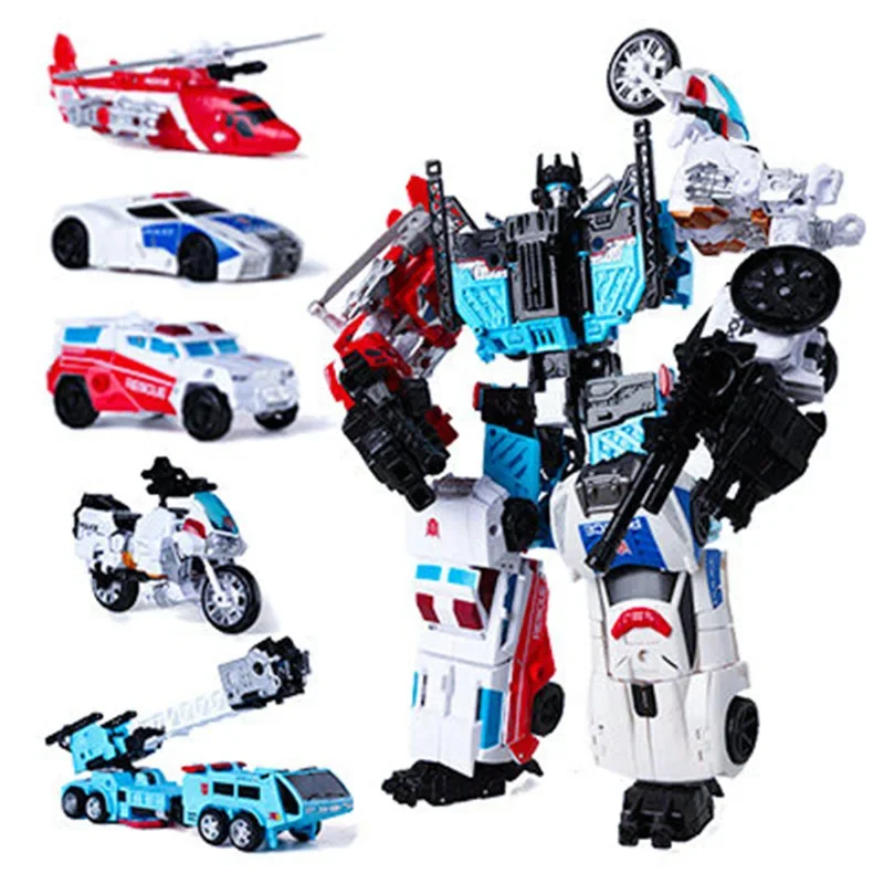 Hzx 5 In 1 Trasformazione Robot Car Toys Anime Defensor Aircraft Motorcycle Truck Model Ko Boys Kid Gift