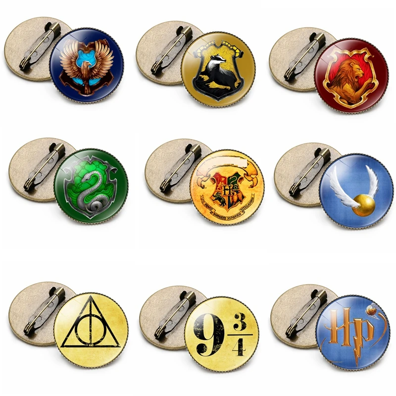 1 Pz Harry Magic School Badge Spilla Retrò Golden Potter Snitche 9 3/4 Death Hallow Action Figures Giocattoli