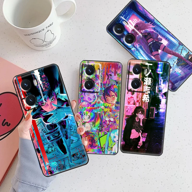 Vaporwave Glitch Girl Per Oppo A74 A72 A53 Reno 7 6 5 4 2 Trova X3 X2 Z Lite Neo Pro Plus Se Blackphone Case