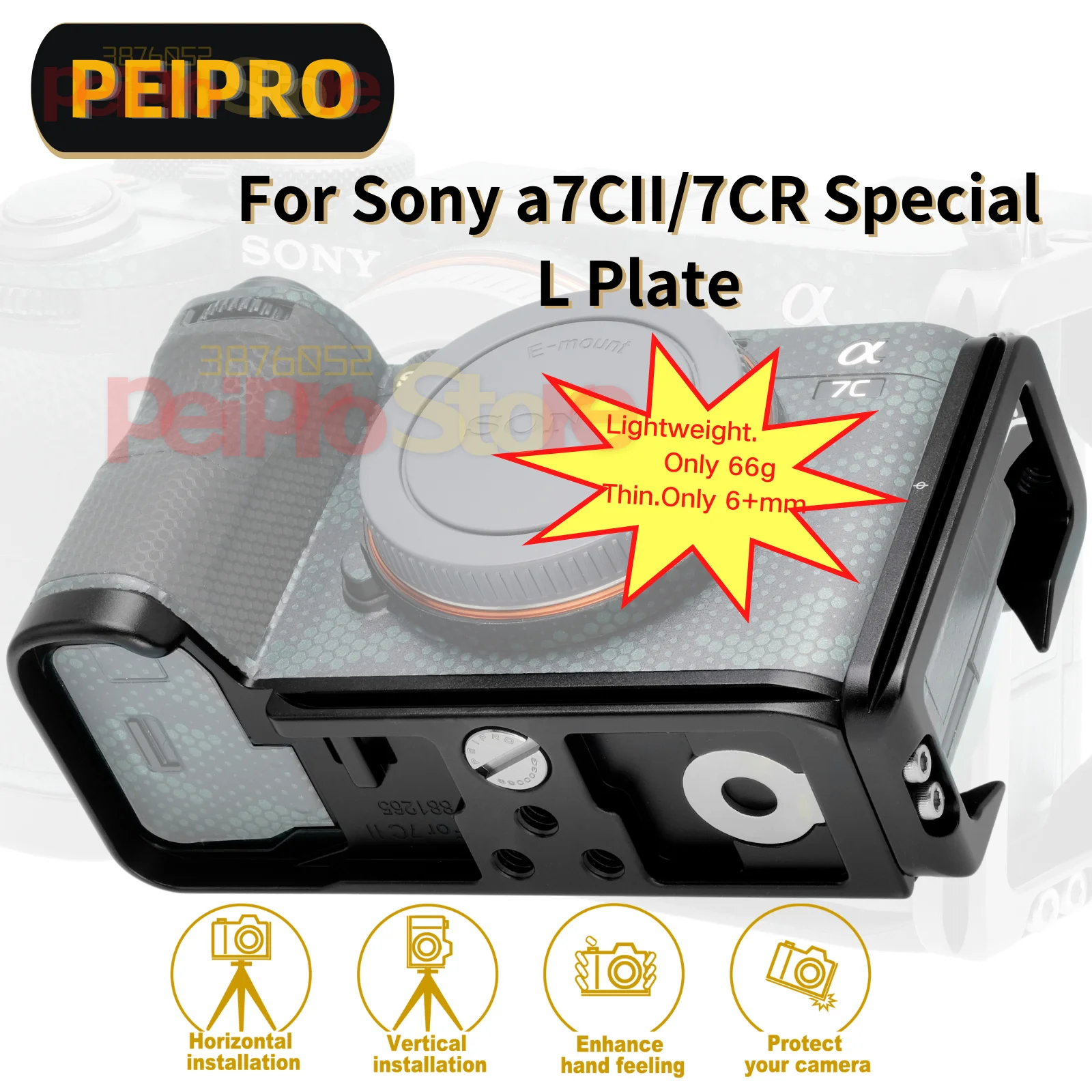 Peipro A7C2/A7Cr L Piastra In Lega Di Alluminio A Sgancio Rapido Staffa A Piastra A L Impugnatura Per Fotocamera Per Sony A7Cii A7Cr