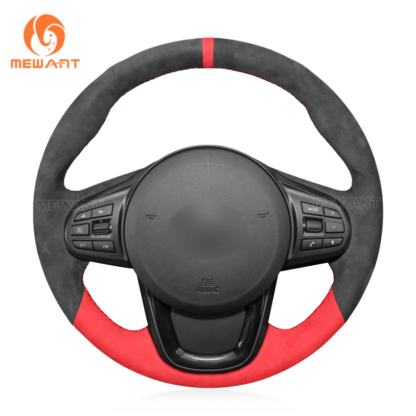 Mewant Coprivolante Per Auto Rosso Alcantara Grigio Scuro Per Toyota Supra Gr Supra 2019 2020 2021