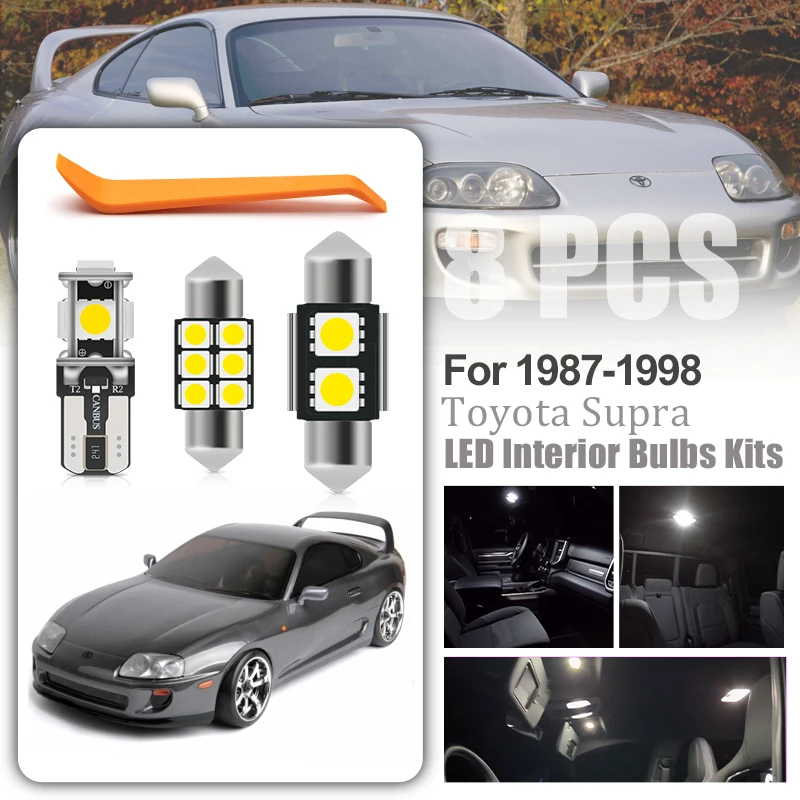 Per Toyota Supra A70 A80 Jaz80 1987-1998 Full White Canbus Led Interior Package Light Kit Map Dome Trunk Lampadine Targa