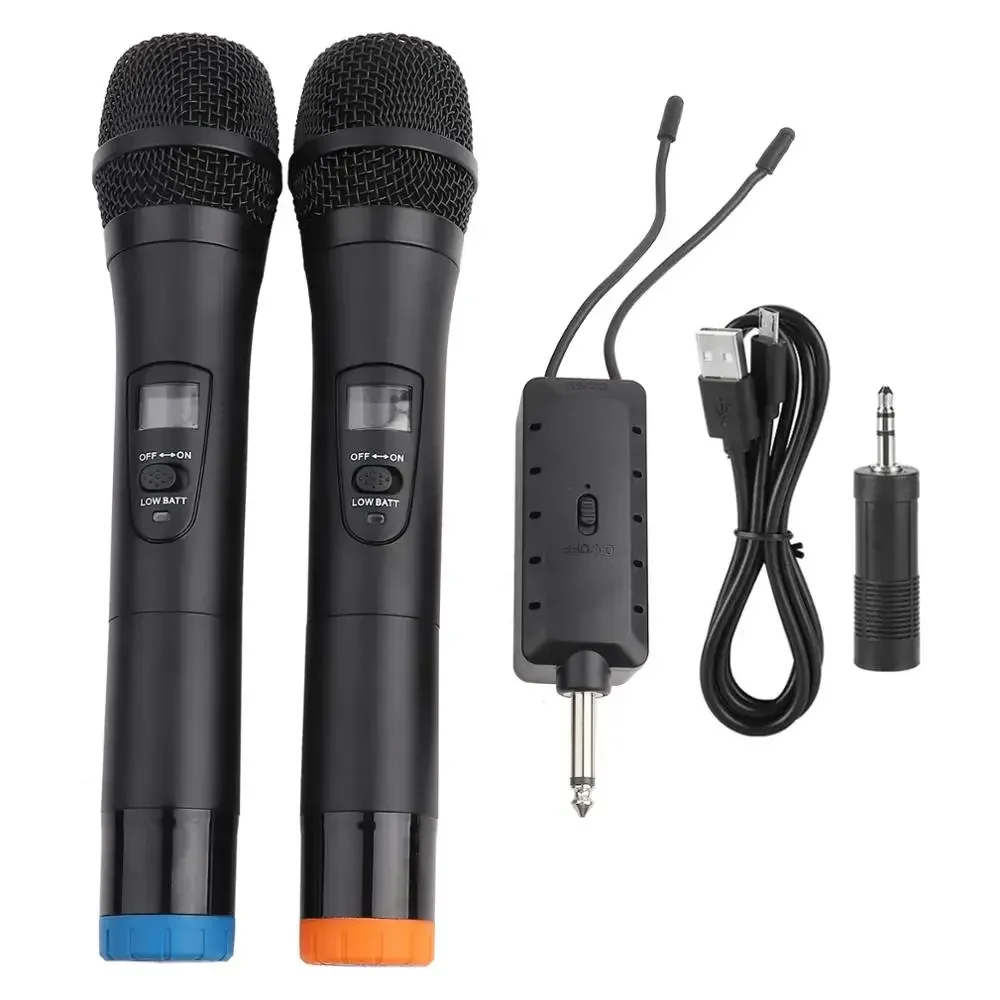 2 Microfono Wireless Portatile Mic 1 Ricevitore Per Karaoke Player Echo System Digital Sound Audio Mixer Singing Machine