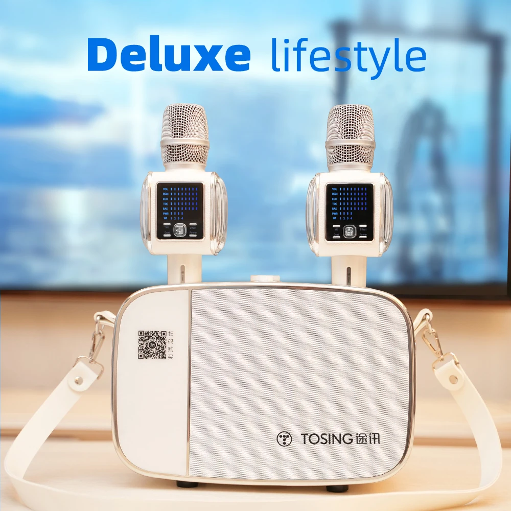 Deluxe Tosing A9 Singing Karaoke Machine Home Theater 30W Blue Tooth Speaker 2 Microfoni Wireless Per La Festa All'Aperto In Casa