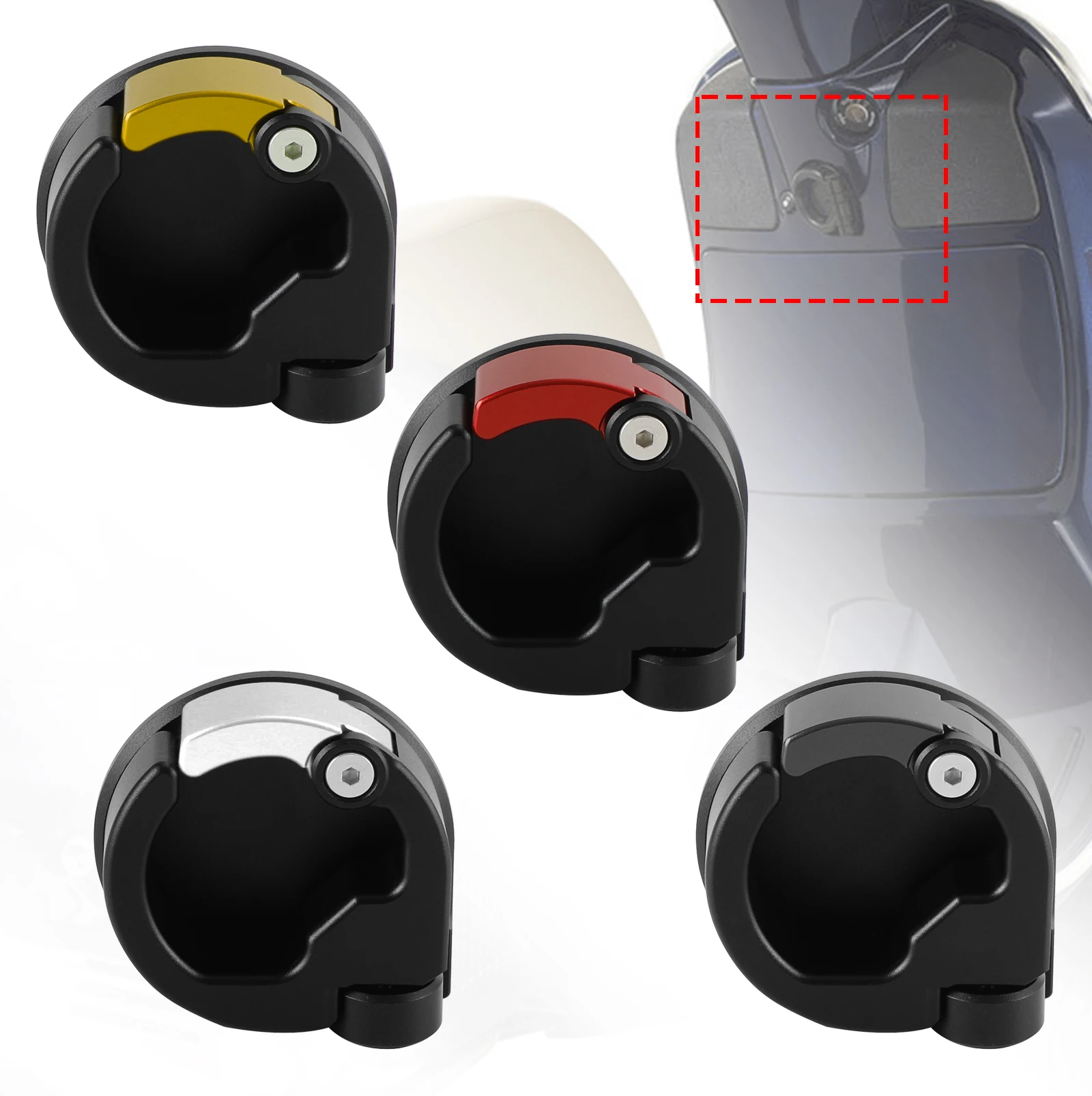 Artudatech Cnc Carry Helmet Hook Bottle Cargo Hanger Adatto Per Piaggio Vespa Gts 300 Gtv Silver