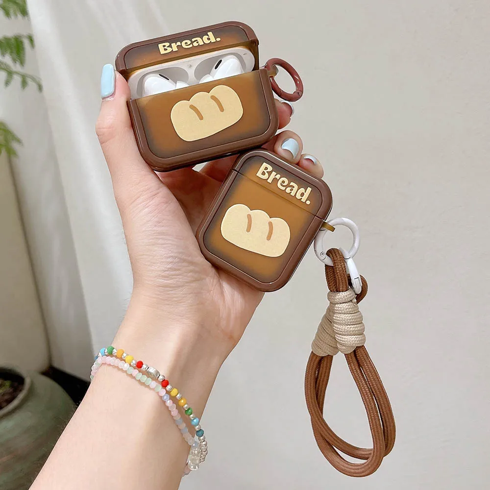 Custodia Per Auricolari Per Apple Airpods Pro 2Nd Simple Brown Bread Headset Cover Antiurto Per Air Pods 2 3 1 Fundas Con Cordino