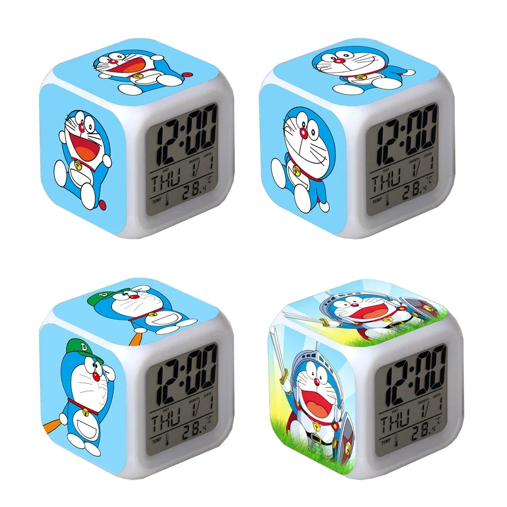 Anime Doraemon Led Sveglie Kawaii Cartoon Termometro Sveglie Luce Notturna Giocattoli Luminosi Colorati Per Bambini Regalo Di Compleanno