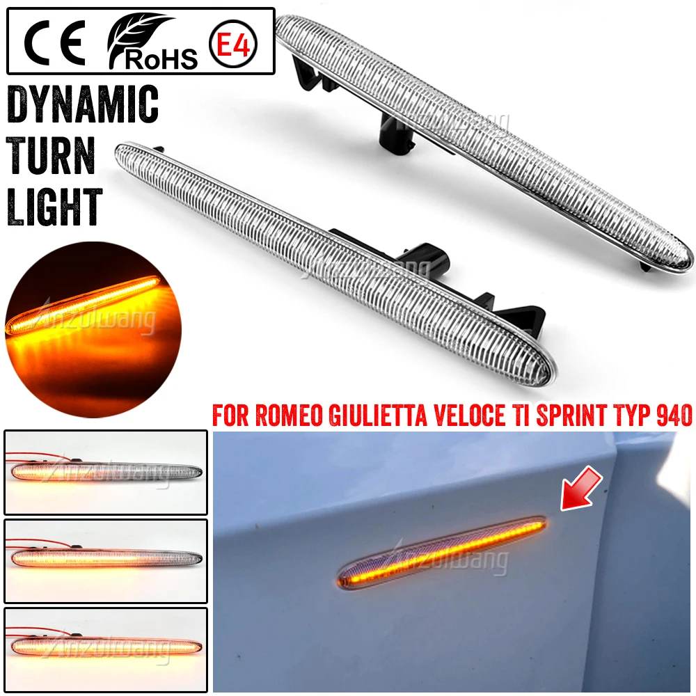 2Ps Led Dynamic Side Marker Light Signal Lampada Sequenziale 50513758 50522994 Per Alfa Romeo Giulietta Veloce Ti Sprint