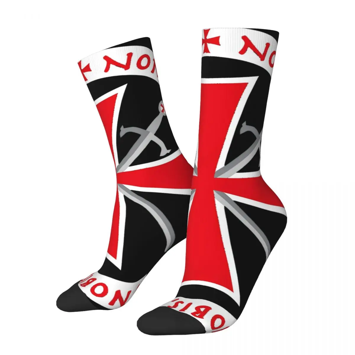 Templar Cross Non Nobis Domine Crusader Knight Masson Gold Square Compass Quality Pattern Stampato Crew Sock Novità Regalo