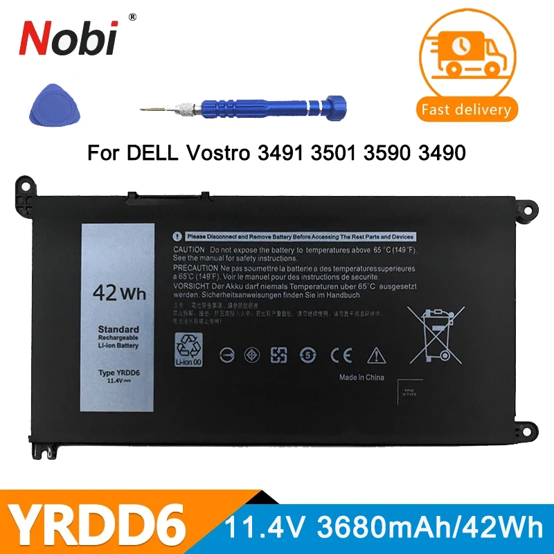 Batteria Nobi Yrdd6 Per Dell Vostro 3491 3501 3590 3490 3591 5490 5581 5481 3400 3401 3405 3500 Latitude 3300 3401 3379 Batterie