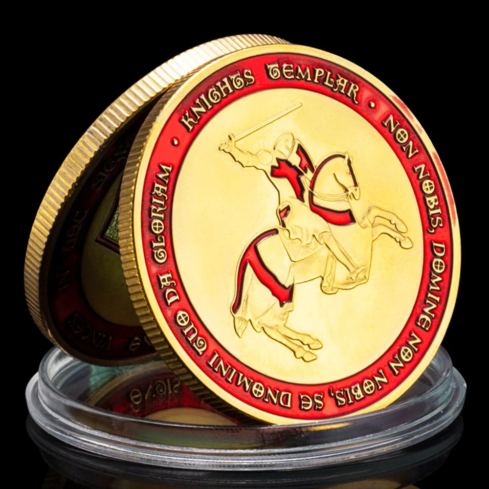 Knight Templar Souvenir Moneta Placcata Oro Non Nobis,Domine,Non Nobis,Sed Nomini Tuo Da Gloriam Teutonic Knight Moneta Commemorativa