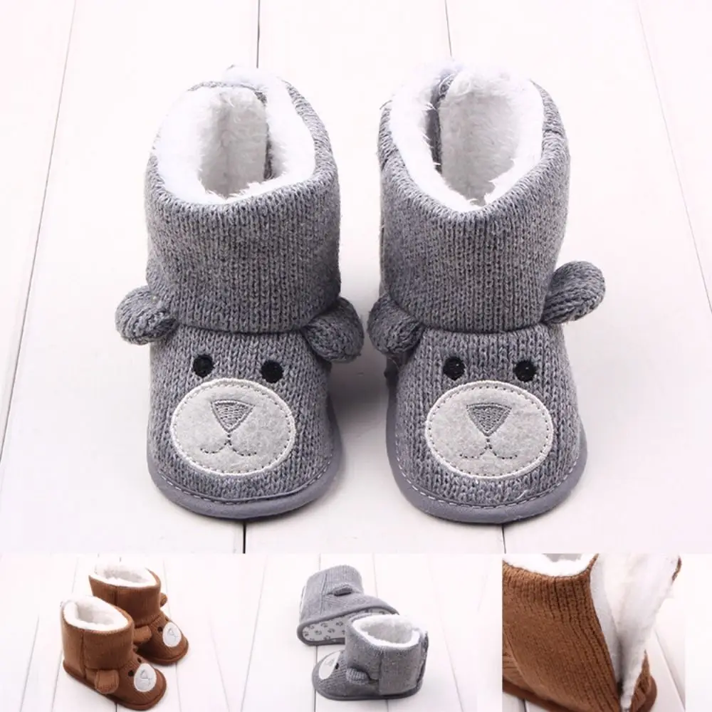 Cute Baby Winter Boots Soft Cartoon First Walkers Infant Toddler Snowfield Warm Neonato Bear Shoes Girls