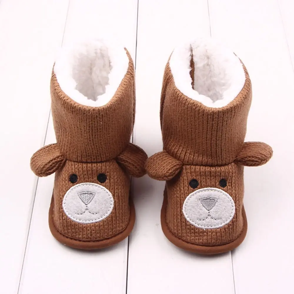 Cartoon Baby Winter Boots Soft Warm Cute Newborn Bear Shoes Snowfield First Walkers Infant Toddler Boys