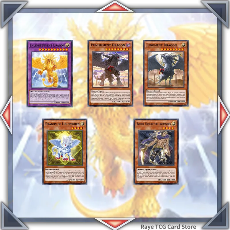 55 Pcs Lightweared Yugioh Card Game Deck Easy Play Non Original Master Duel Diy Deck Md Illumination Dragon