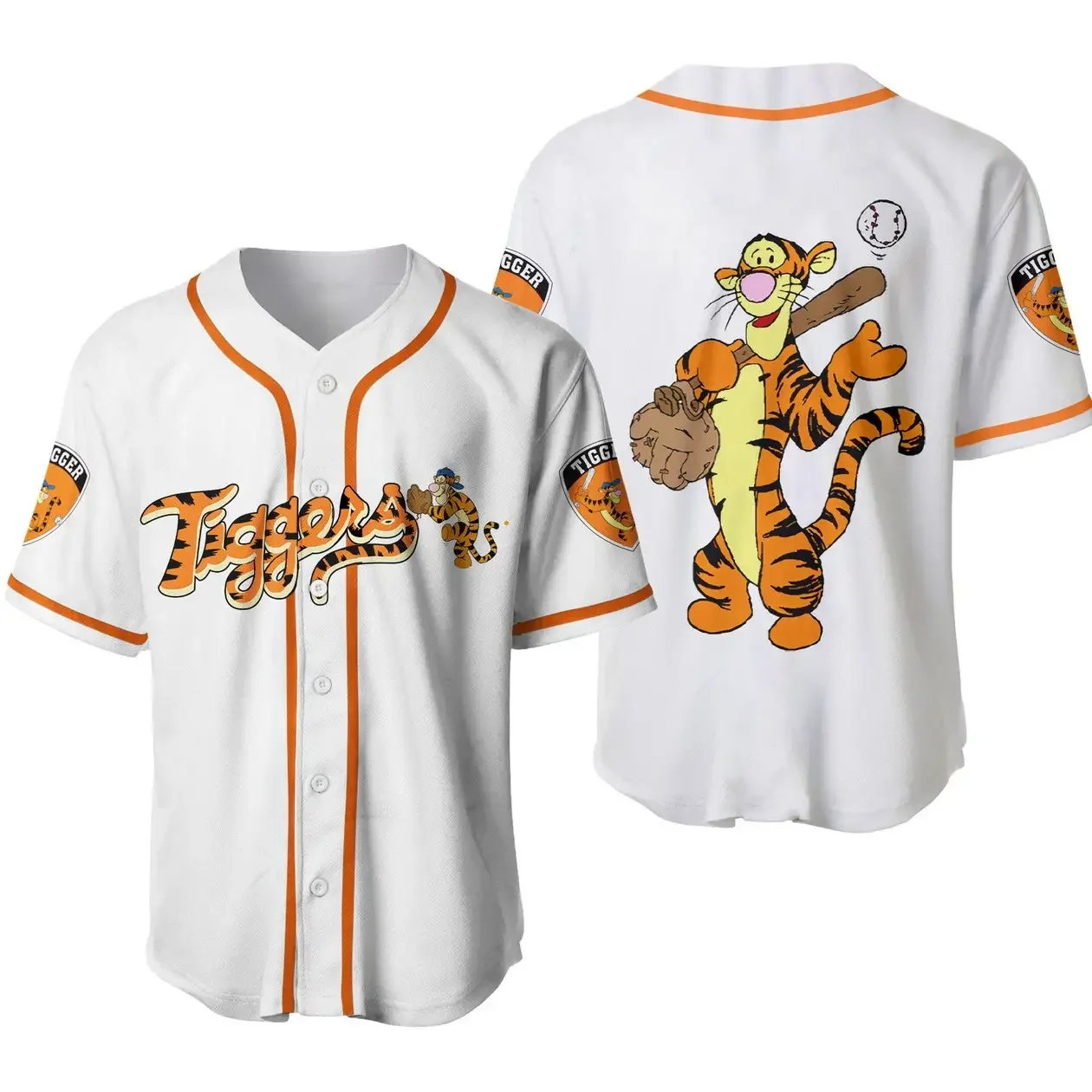 Tigger White Yellow Disney Baseball Jersey Tigger Winnie The Pooh Black Orange Disney Unisex Cartoon Graphic Abiti Casual